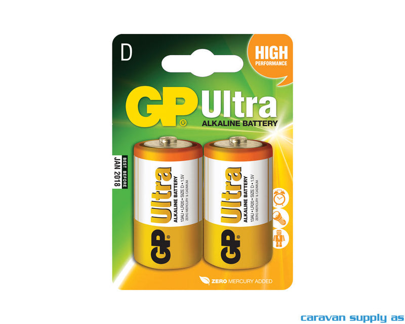Batteri GP Ultra LR20/D alkalisk 1,5V 2stk