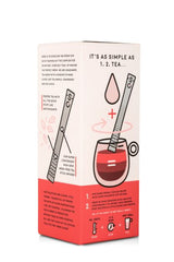 tepinne pakning med bruksanvisning på hvordan tea sticks fungerer som tepose og rørepinne
