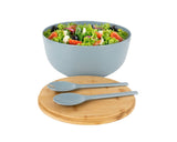 Salatbolle m/lokk og bestikk grå