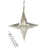 Topp & Hengende Stjerne med Blomster & LED-lys Sølv